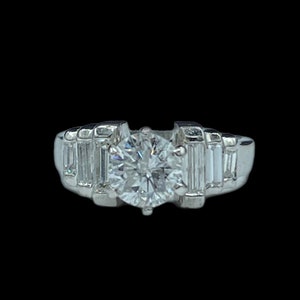 1.53 Carat Diamond & Platinum F color Diamond Engagement Ring  (Size 5)