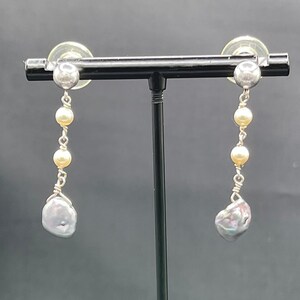 Natürliche barocke Süßwasserperle Sterling Silber baumeln Ohrringe