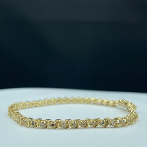 1.38 Carat Natural Diamond 14k Yellow Gold Unisex Tennis Bracelet - 7.25 Inch