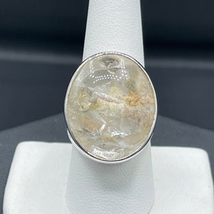 Large Rutile Quartz Sterling Silver Ring (Size 9)