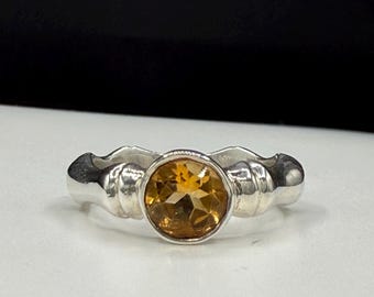 1.20ct Natural Citrine Sterling Silver Bone Style Statement Ring | Size 8.25
