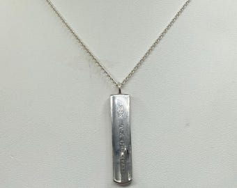 Authentic Tiffany & Co. Sterling Silver 1837 Bar Pendant Necklace (18”)