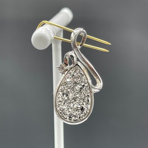 Silver Druzy Quartz White Topaz Bezel Set Pendant
