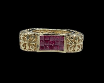1.60 Carat Natural Burmese Ruby 14k Yellow Gold Handmade Designer Ring (Size 7)