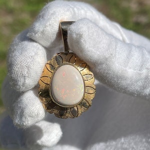 Natural Ethiopian Opal 14k Yellow Gold Pendant