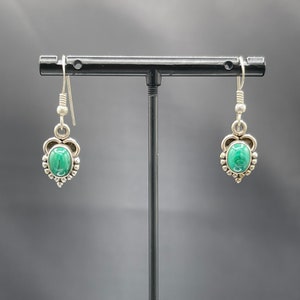 Handmade Malachite Sterling Silver Dangle Earrings