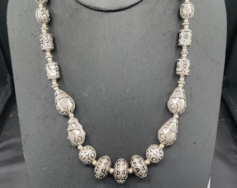 Handmade Solid Sterling Silver Bali Bead Adjustable Necklace