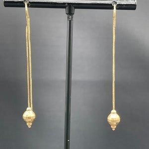 Unique Solid 14k Yellow Gold Ball Dangle Earrings