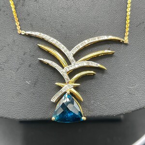 London Blue Topaz & Diamond 18k Gold Necklace