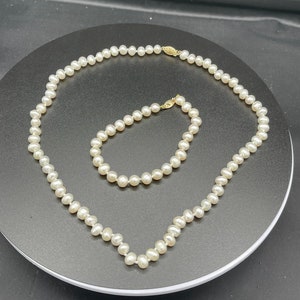 Natural Freshwater Pearl 14k Necklace & Bracelet Bridesmaid Set