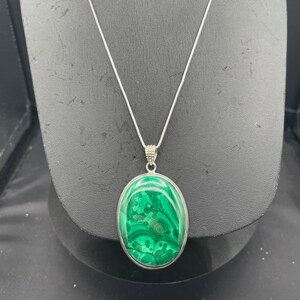Natural Malachite Sterling Silver Pendant & Necklace