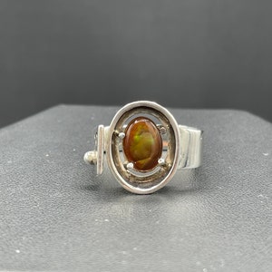 Natural Fire Agate Sterling Silver Designer Ring (Size 10)