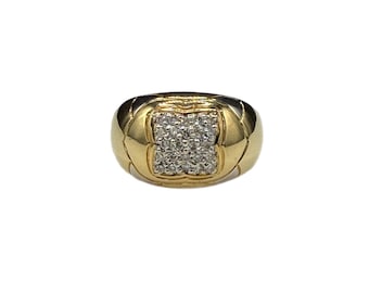 Natural Diamond 18k Yellow Gold Unisex Chunky Ring – 0.50 CTW, 8.5g, Size 7.25
