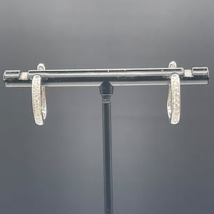 0.48 Carat Natural Diamond 18k White Gold Hoop Earrings