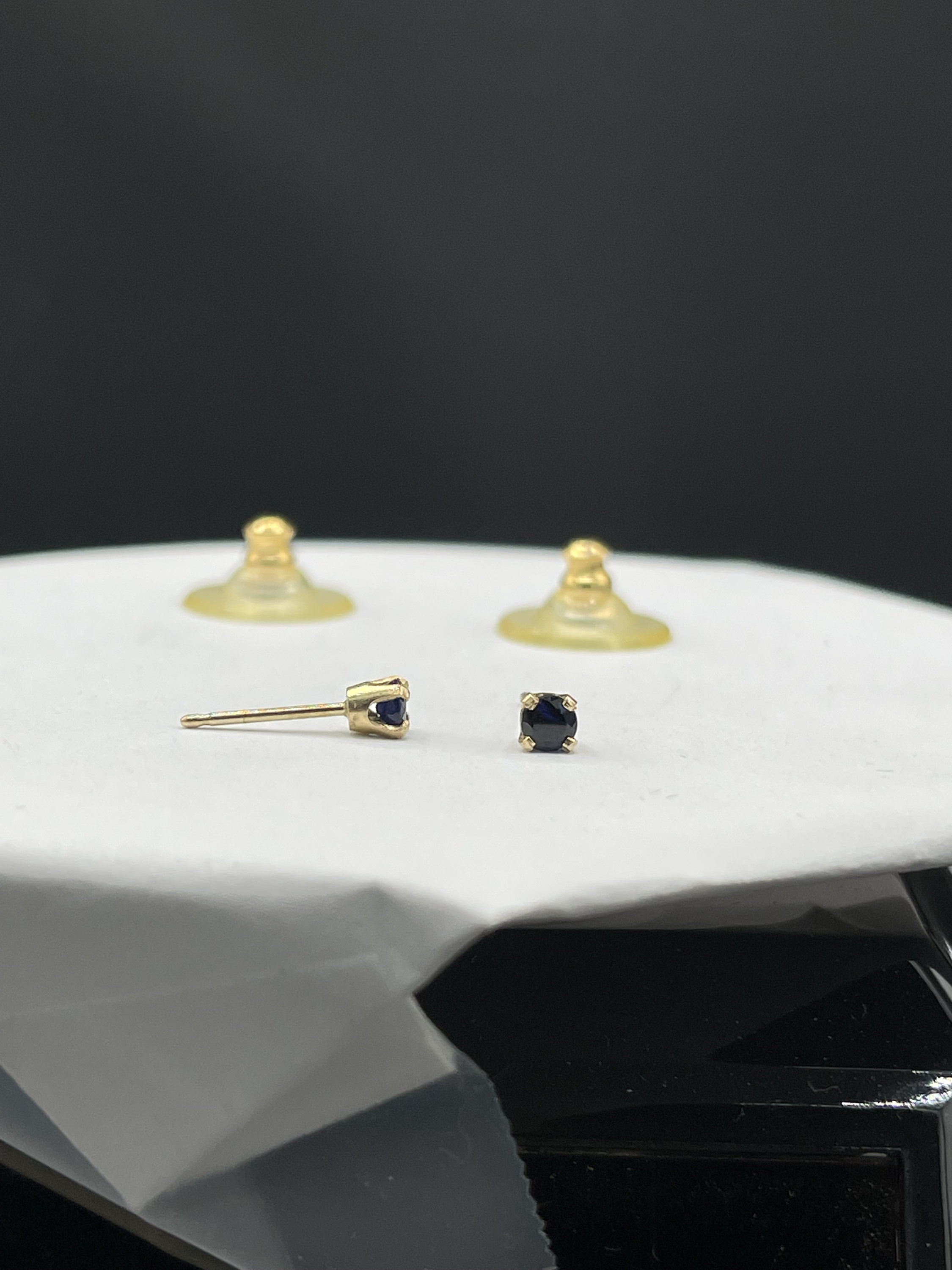 3MM Sapphire 14K Gold Stud Earrings