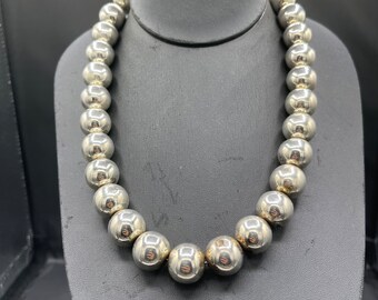 15MM Sterling Silver Beaded Handmade Choker Necklace