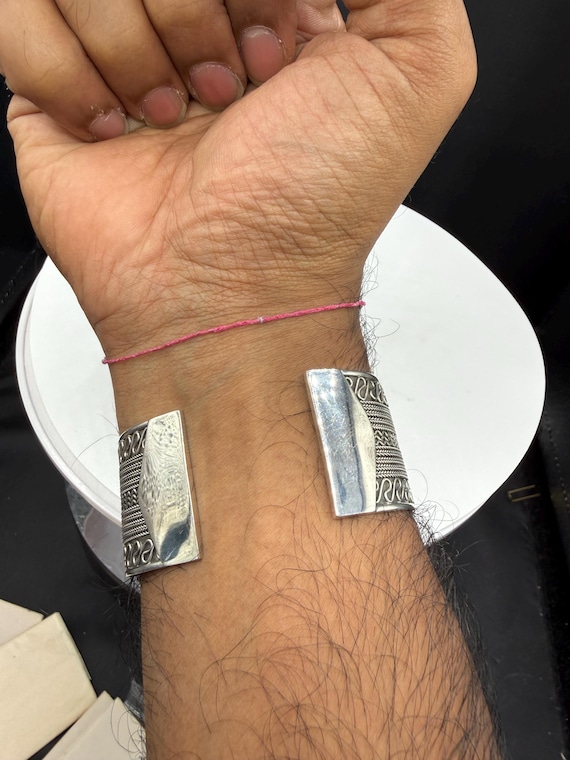 Solid Sterling Silver Bali Style Cuff Bracelet 92… - image 7