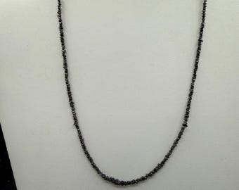 Natural Black Diamond Uncut Bead Necklace | 15 Carats | 17.5” | 18k Gold S-Clasp