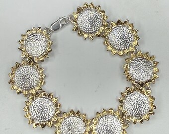 Two-Tone 925 Sterling Silver & Vermeil Sun Link Statement Bracelet | 7.5”