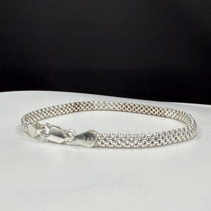 Italian Sterling Silver Box Link Bracelet 8.25”