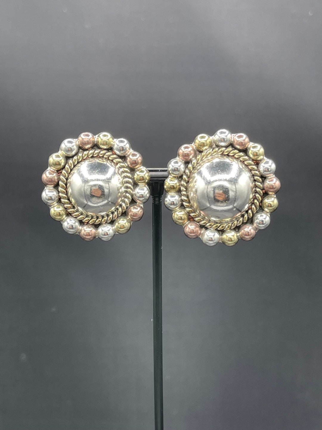 Boucles D'oreilles Vintage En Argent Vermeil Avec Amazonite – Clips élégants !