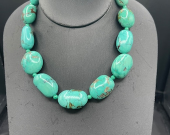 Natural Turquoise Nugget Handmade Choker Necklace