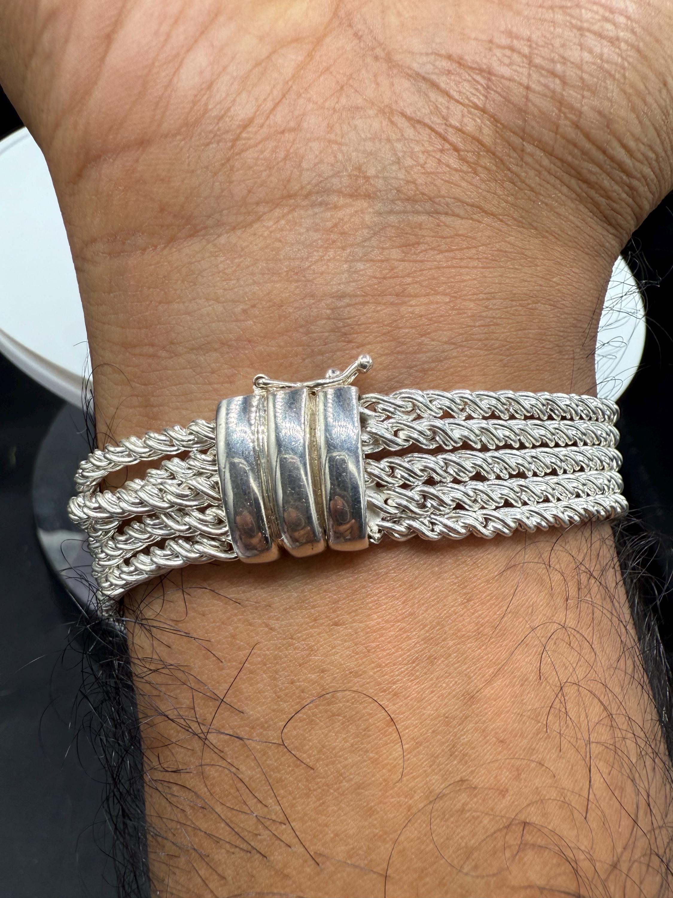 Vintage Solid Sterling Silver 5-strand Bracelet by Joseph Esposito