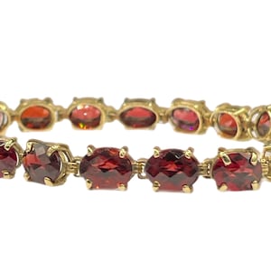 36 Carat Natural Checkerboard Garnet 14k Yellow Gold Tennis Bracelet