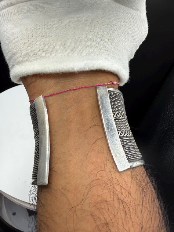 Heavy Solid 925 Sterling Silver Bali Cuff Bracele… - image 6