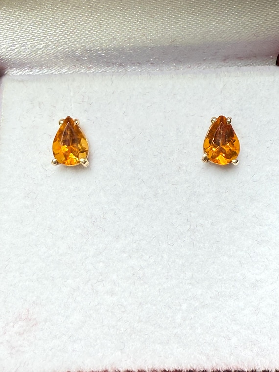 Natural Citrine Pear Cut 14k Yellow Gold Stud Earrings  14k Solid Yellow Gold Pear Stud Earrings with Citrine Gemstone main image 0