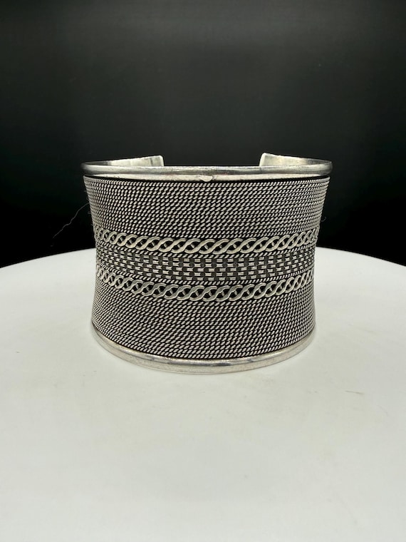 Heavy Solid 925 Sterling Silver Bali Cuff Bracele… - image 1