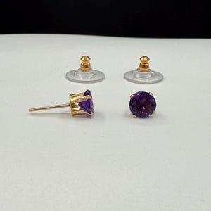 Natuurlijke amethist 14 kt geelgouden oorbellen