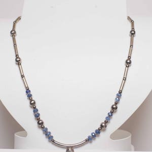 Unheated Faceted Sapphire Sterling Silver Choker Necklace