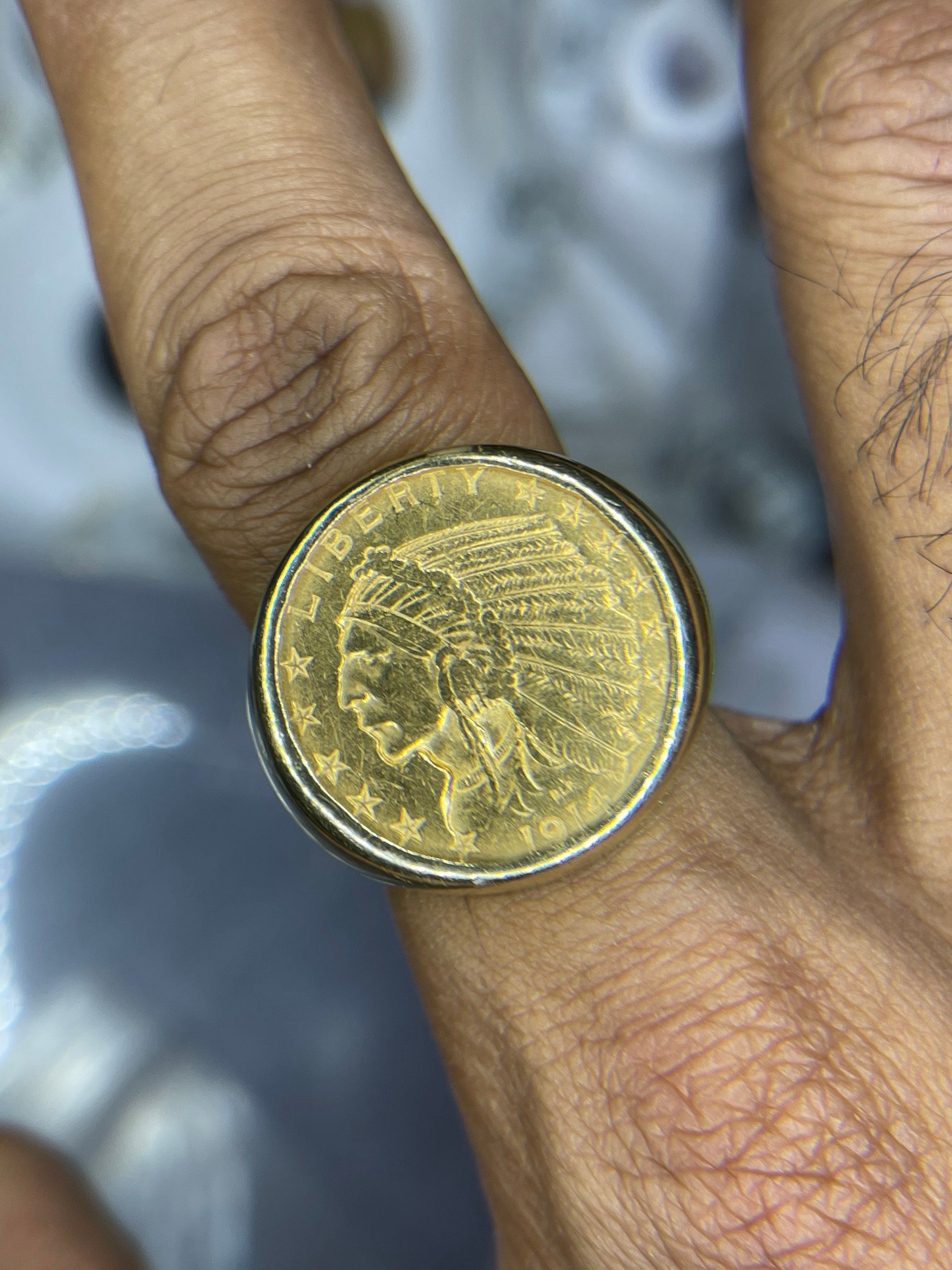 1914 5 Dollar Indian Head Gold Coin Ring Size 10 Etsy