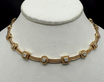 1.53 CT Natural Diamond Station Solid 14K Yellow Gold Necklace | 48.80 Grams | 16"