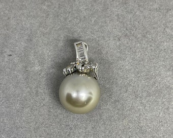 Natural Freshwater Pearl & Cubic Zirconia Sterling Silver Pendant