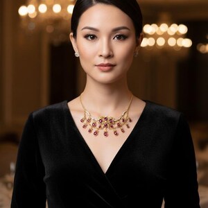 18K Star Ruby And Diamond Handmade Necklace (100 Carats +) image 2