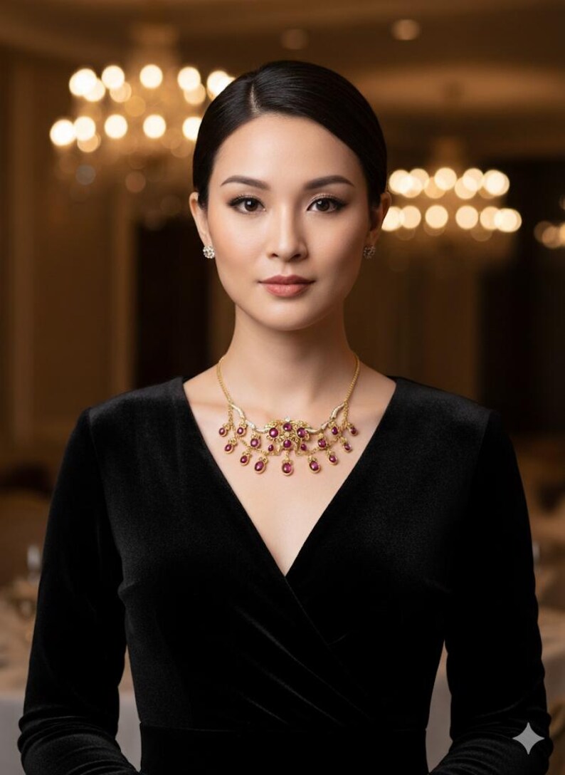 18K Star Ruby And Diamond Handmade Necklace (100 Carats +) image 2