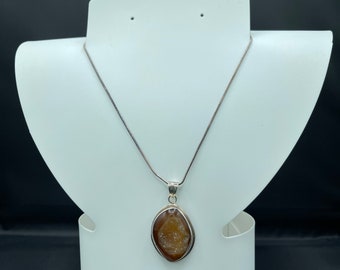 Titan Druzy Quarz Edelstein Versilbert Anhänger Handmade Schmuck