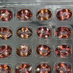 Puede incluir: Una bandeja de 16 piedras preciosas sueltas, facetadas, de color rosa y marr&oacute;n. Las piedras preciosas est&aacute;n dispuestas en forma de cuadr&iacute;cula en una bandeja de pl&aacute;stico transparente.