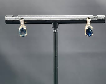 Natural Sapphire & Diamond 14K Yellow Gold Earrings