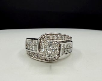 3.47 Carat Natural Diamond 18K White Gold Engagement Ring | Size 8.25