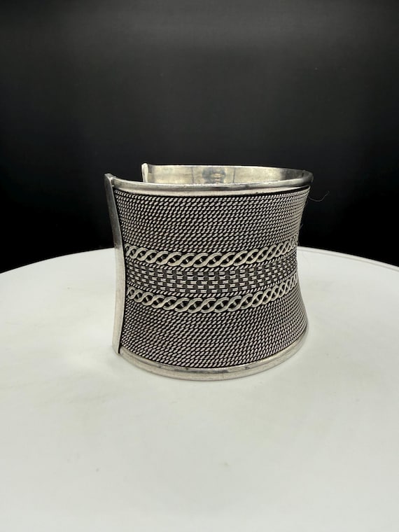 Heavy Solid 925 Sterling Silver Bali Cuff Bracele… - image 4