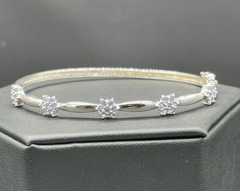 Bracelet jonc fleur de tanzanite naturelle en argent sterling