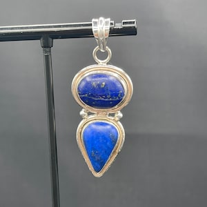 Natural Lapis Lazuli Fancy Sterling Silver Pendant