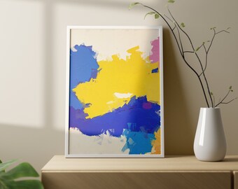 Blue and Yellow Abstract Art Print, Bauhaus Exhibition Poster (Digital Download)