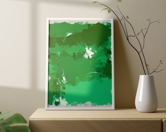Green Abstract Art Print, Vibrant Retro Wall Decor (Digital Download)
