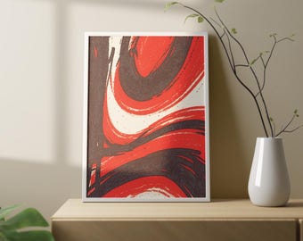 Red Abstract Sketch Print, Modern Wall Art (Digital Download)