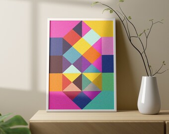 Abstract Geometric Art Print, Bauhaus Style (Digital Download)