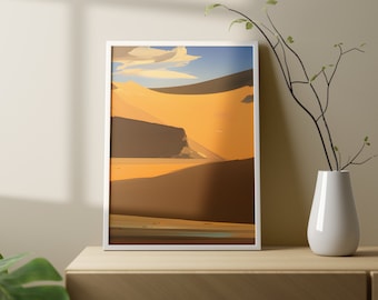 Sahara Desert Art Print, Middle Eastern Sand Dune Landscape (Digital File)